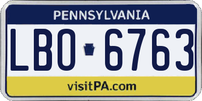 PA license plate LBO6763