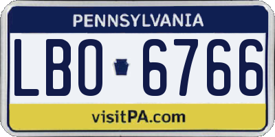 PA license plate LBO6766