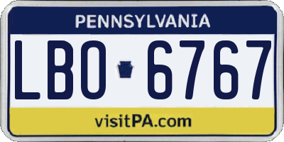 PA license plate LBO6767