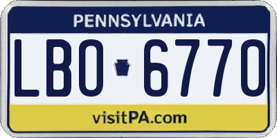 PA license plate LBO6770