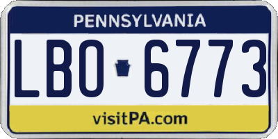 PA license plate LBO6773