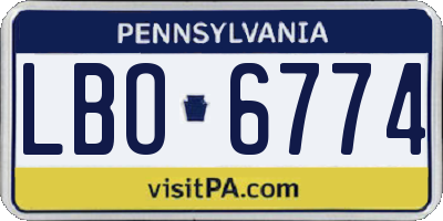 PA license plate LBO6774