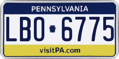 PA license plate LBO6775