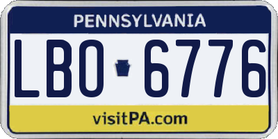 PA license plate LBO6776