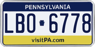 PA license plate LBO6778