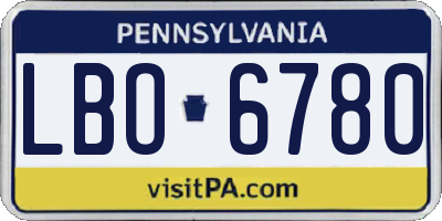 PA license plate LBO6780