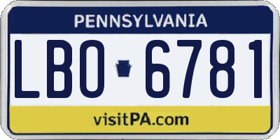 PA license plate LBO6781