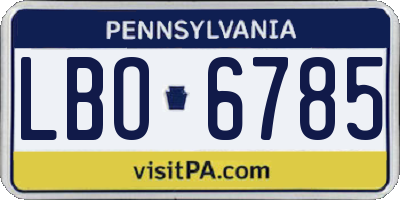 PA license plate LBO6785
