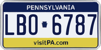 PA license plate LBO6787