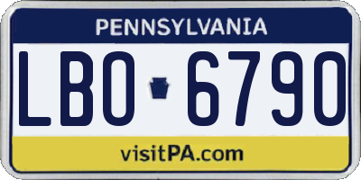PA license plate LBO6790