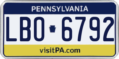 PA license plate LBO6792