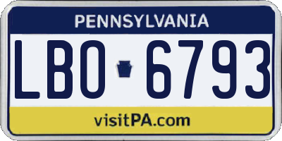 PA license plate LBO6793
