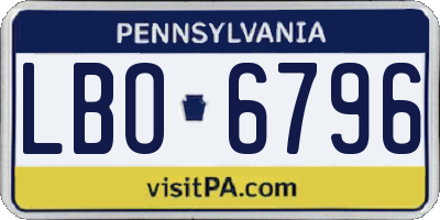 PA license plate LBO6796
