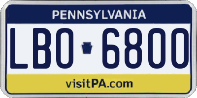 PA license plate LBO6800