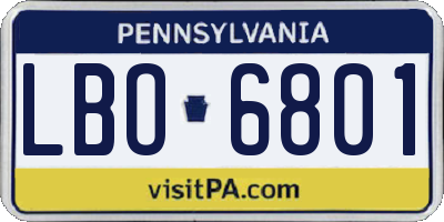PA license plate LBO6801