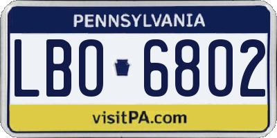 PA license plate LBO6802