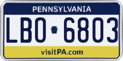 PA license plate LBO6803