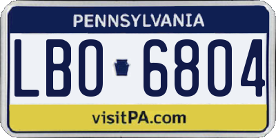 PA license plate LBO6804