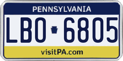 PA license plate LBO6805