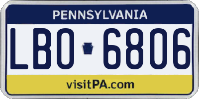 PA license plate LBO6806