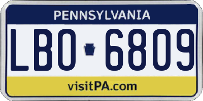 PA license plate LBO6809