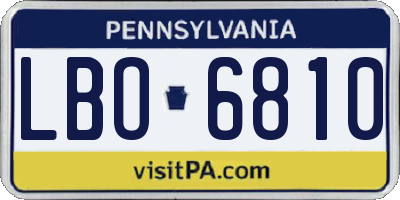 PA license plate LBO6810