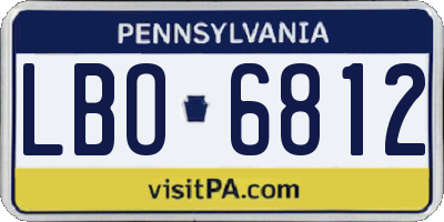 PA license plate LBO6812