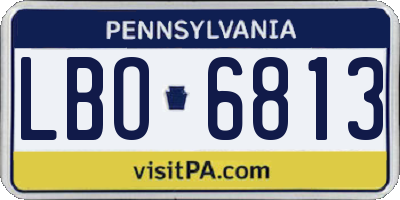 PA license plate LBO6813