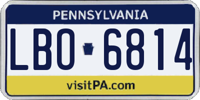 PA license plate LBO6814