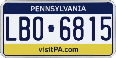 PA license plate LBO6815