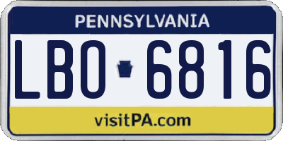 PA license plate LBO6816