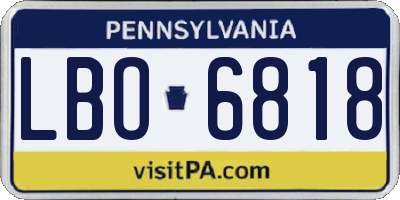 PA license plate LBO6818