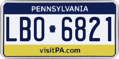 PA license plate LBO6821