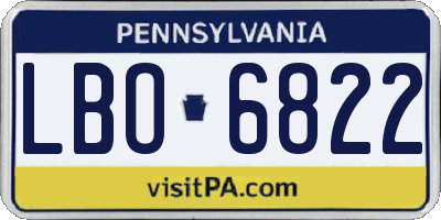 PA license plate LBO6822
