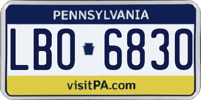 PA license plate LBO6830