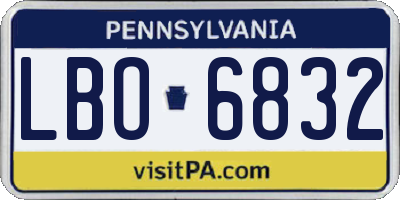 PA license plate LBO6832