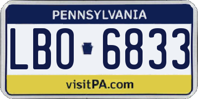 PA license plate LBO6833