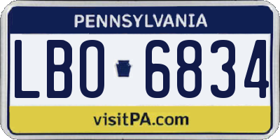 PA license plate LBO6834