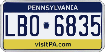 PA license plate LBO6835
