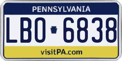 PA license plate LBO6838