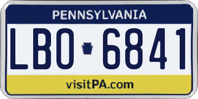PA license plate LBO6841