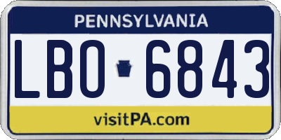 PA license plate LBO6843