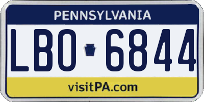 PA license plate LBO6844