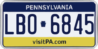 PA license plate LBO6845