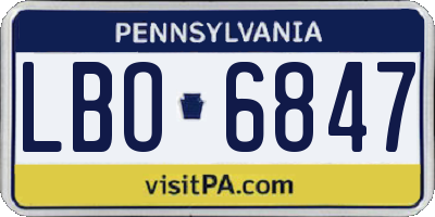 PA license plate LBO6847