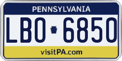 PA license plate LBO6850