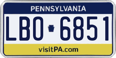 PA license plate LBO6851