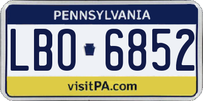 PA license plate LBO6852