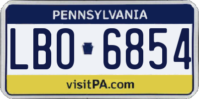 PA license plate LBO6854