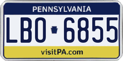 PA license plate LBO6855